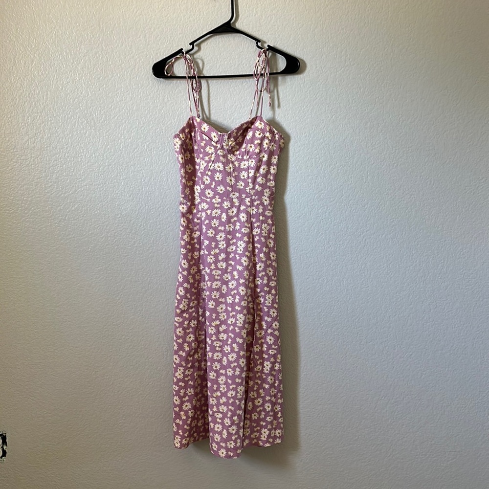 purple daisy midi dress